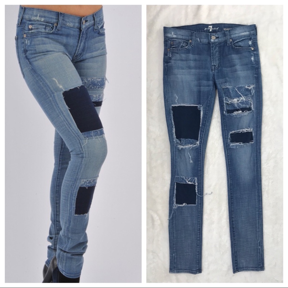 7 For All‎ Mankind 27 Roxanne Patch Destructed Jean